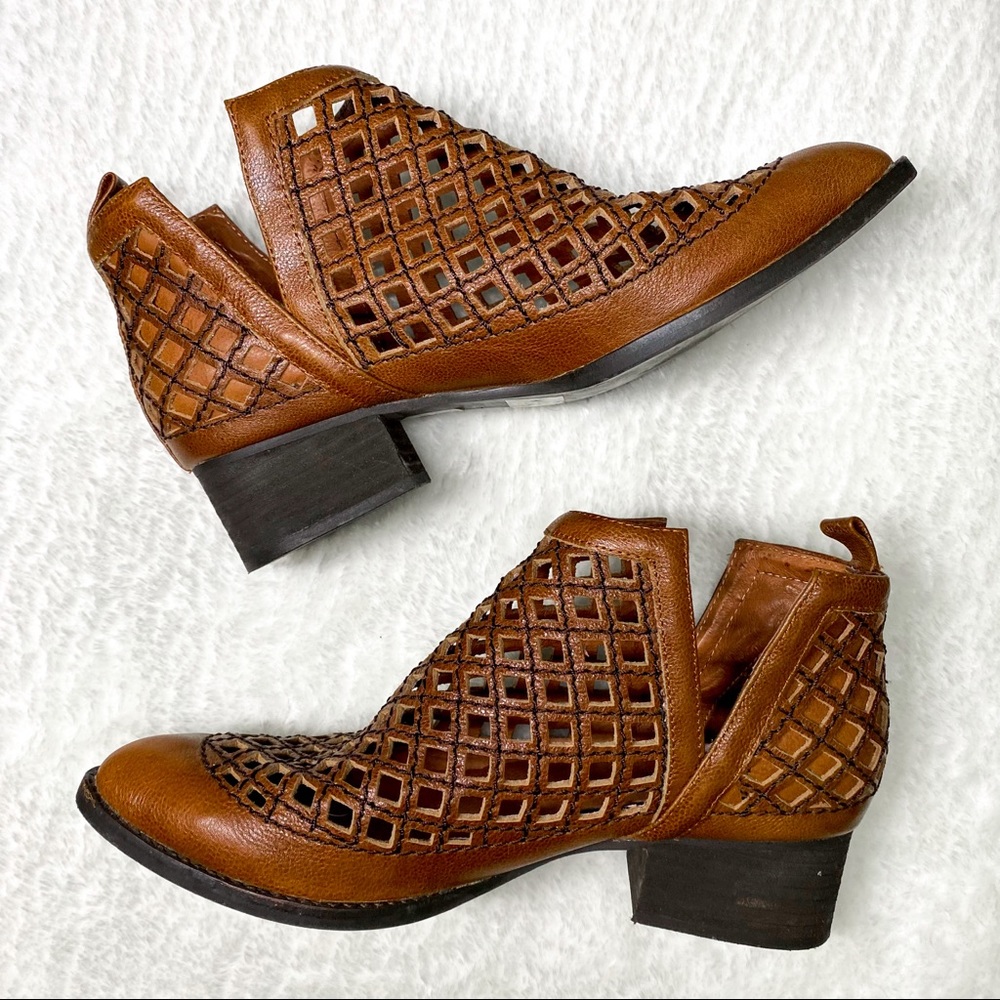 Jeffrey Campbell Brown Cutout Leather Ankle Booties